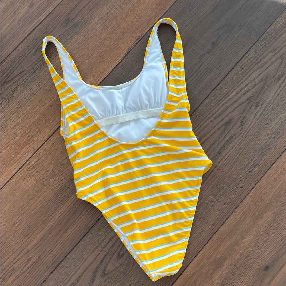 Flirty Yellow and White Striped Swimsuit - Picture 4 of 4